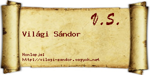 Világi Sándor névjegykártya